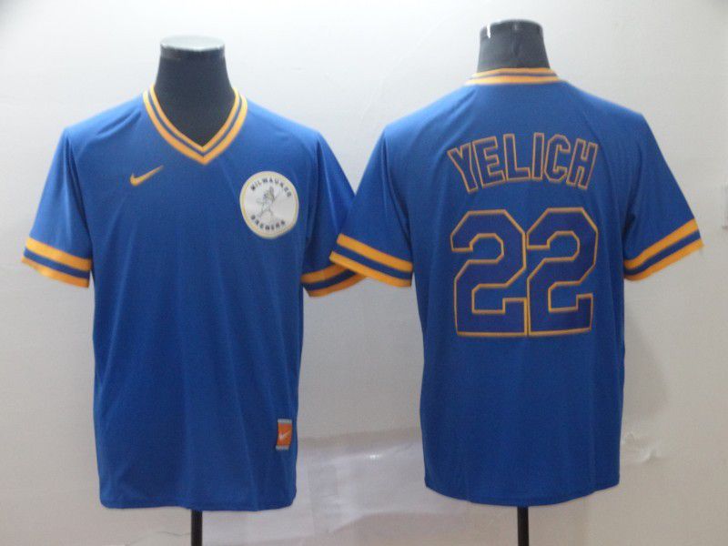 Men Milwaukee Brewers #22 Yelich Blue Game Nike MLB Jerseys->minnesota twins->MLB Jersey